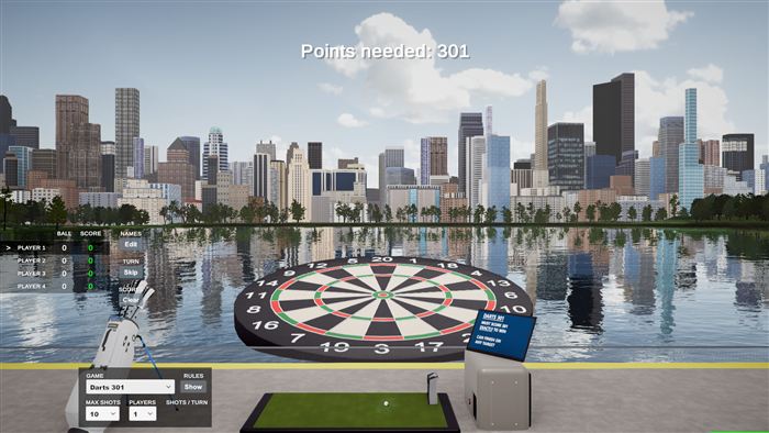 Golf darts arcade game on the simulator