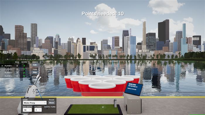Water pong arcade game on the simulator